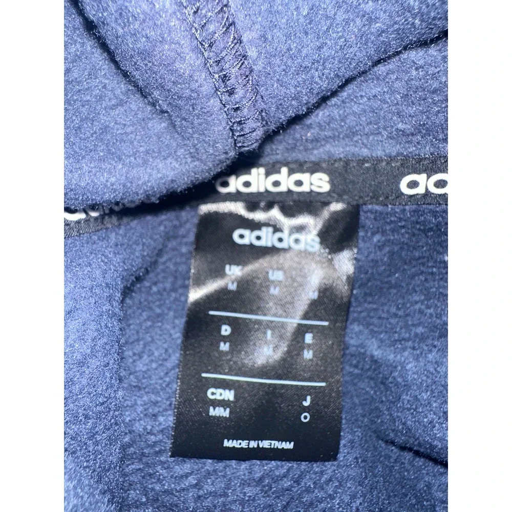 Adidas Men's Navy Blue 3-Stripe Fleece Pullover Hoodie Sweatshirt Size Medium